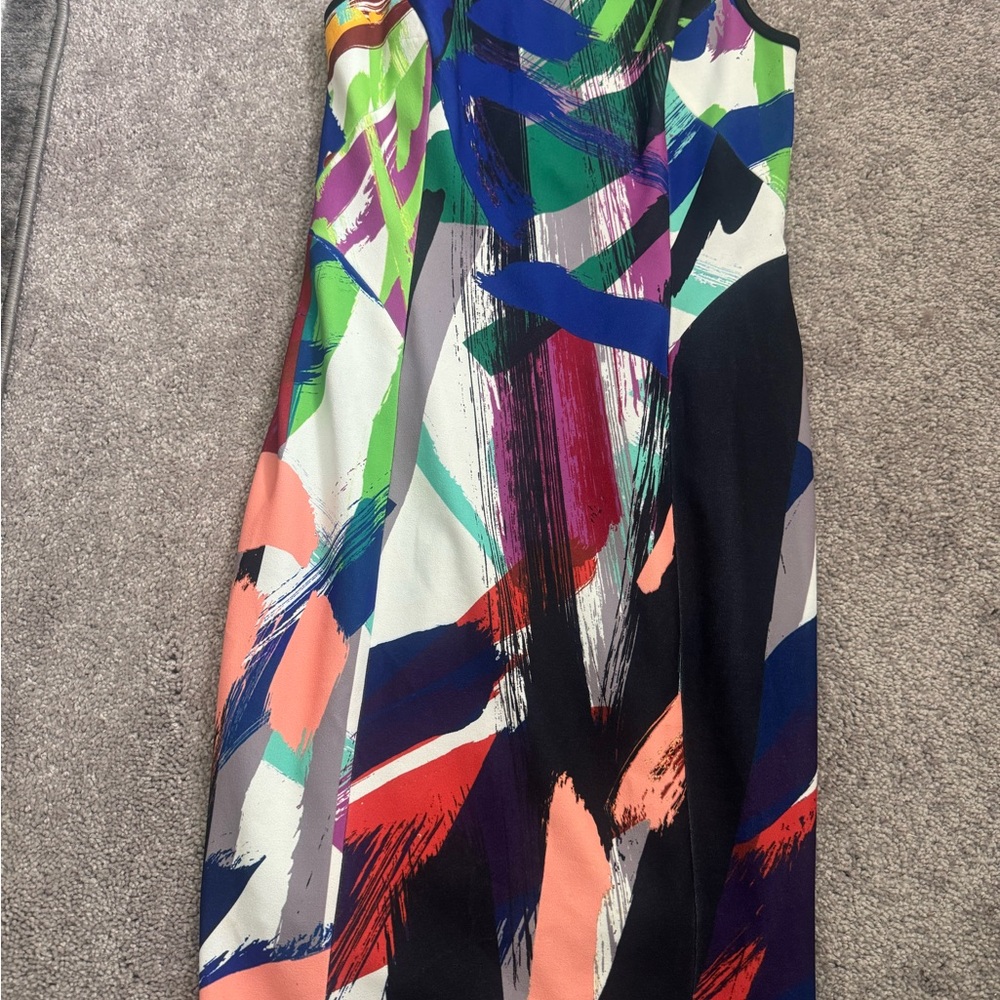 Abstract Print Sleeveless Sheath Dress